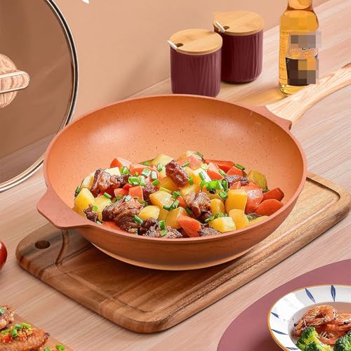 Wok de barro cerámico con base plana y tapa 32 cm miniatura 3