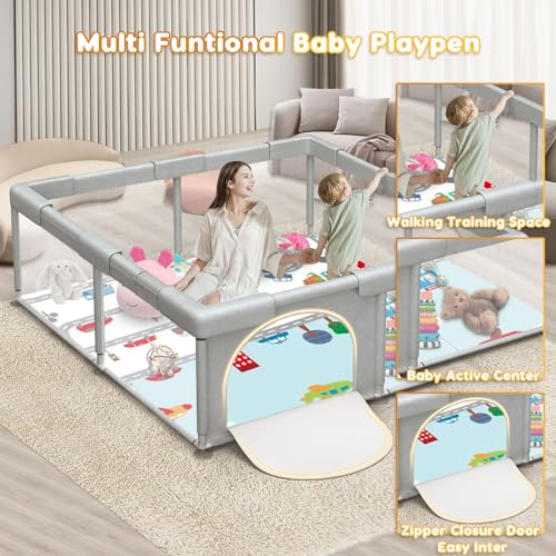 image for Hiaksedt Baby Playpen with Mat Small Playpen Play Pin for Babies and T