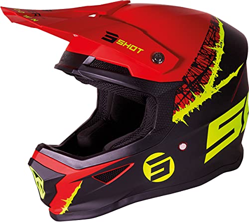SHOT, Casque cross Furious Storm néon jaune rouge mat, S