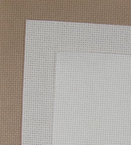 Image of KCS 3 pc of 15 inch x 18 inch(38cmx45cm) Counted Cross Stitch Cotton Aida Cloth Needlework Rolled Fabric Box,16CT,Antique White +Cream+Khaki