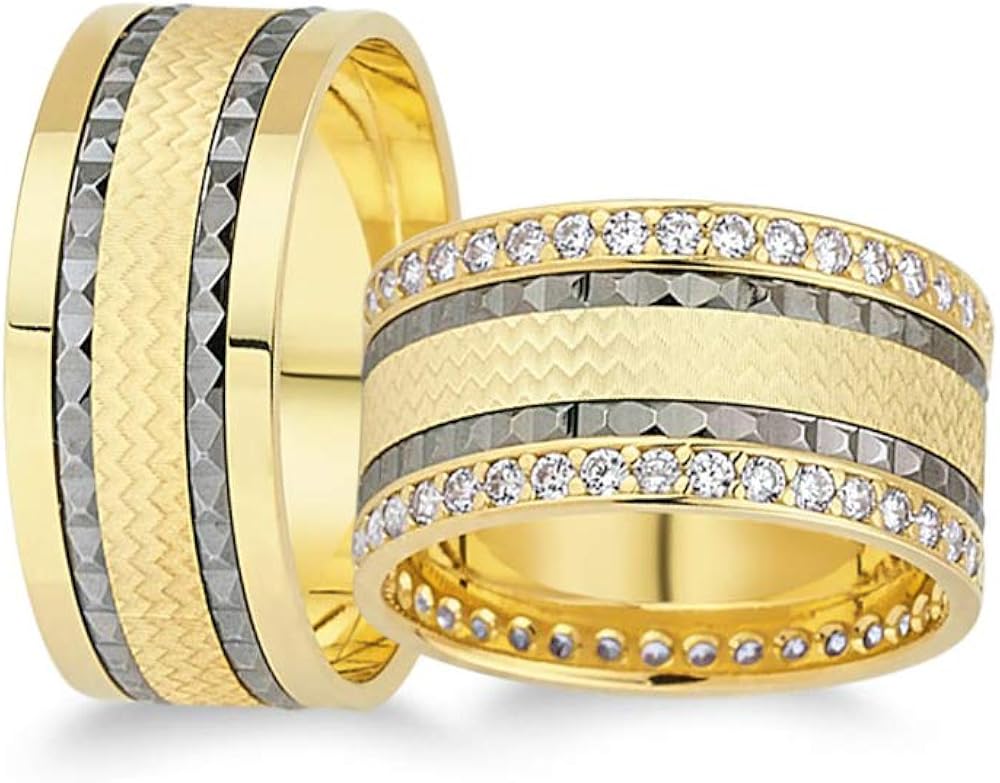 Edi heart 14k 585 solid real gold moissanites rings elegant for women Anelise 14K Real Solid Yellow Fine Gold 1481 Wedding Band Rings Set For
