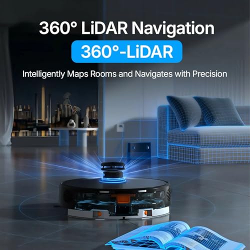Image of V8 Pro Robot Vacuum - LiDAR Navigation, App & Voice Control, 6000Pa Suction, 220 Min Runtime, Self-Charging, HEPA Filtration, Smart Cleaning for Home