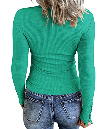 Image of KINLONSAIR Women Long Sleeve Henley Shirts Scoop Neck T-shirt Basic Tops
