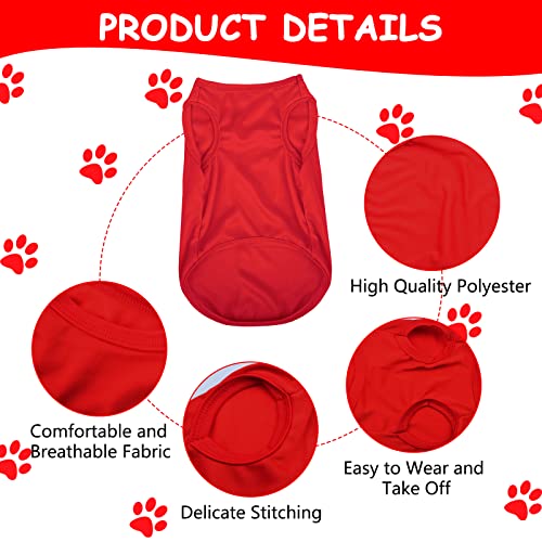 HACRAHO Red Dog & Cat Shirt, 6 PCS Breathable Cotton L Size, Small & Medium Dogs & Cats, Blank Design, Summer - Image 3