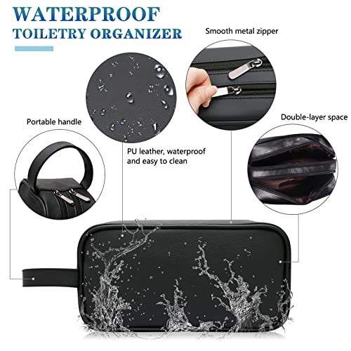 HappyDavid Soft PU Leather Zipped Travel Toiletry Bag Mens Ladies Supply Toiletry Bag Case(Black)4