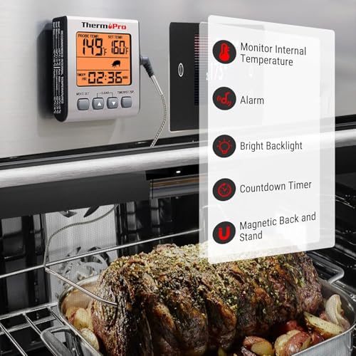 Image of LABART ThermoPro TP-16S Digital Meat Thermometer - Accurate Candy & Food Thermometer for Smoker, Grilling & BBQ with Smart Cooking Timer and Backlight
