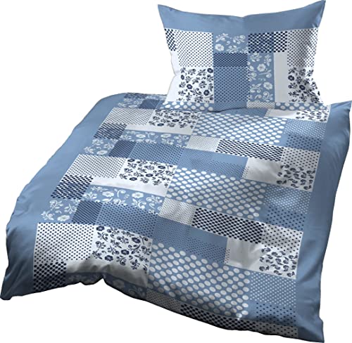 Gerald Wittmann Juego de cama de 140 x 200 cm + 70 x 90 cm, algodón, moderno azul y blanco Cover