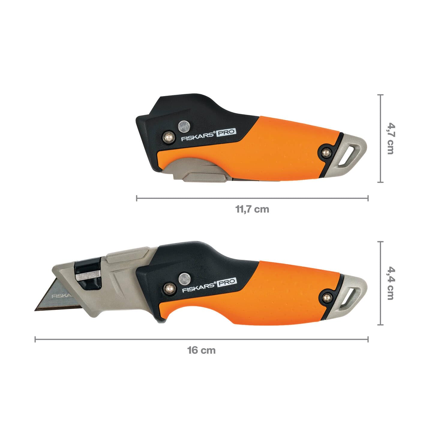 Fiskars Taglierino universale pieghevole, Lunghezza 17 cm, Acciaio inossidabile/Plastica, Nero/Arancione, CarbonMax, 1027224