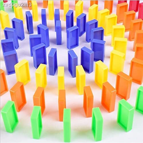 PULSBERY Kids Plastic 12 Color Dominoes Building Blocks Game Set for 3-8 Years Old Kids,Random Color,Pack of 100 - Image 6 thumbnail