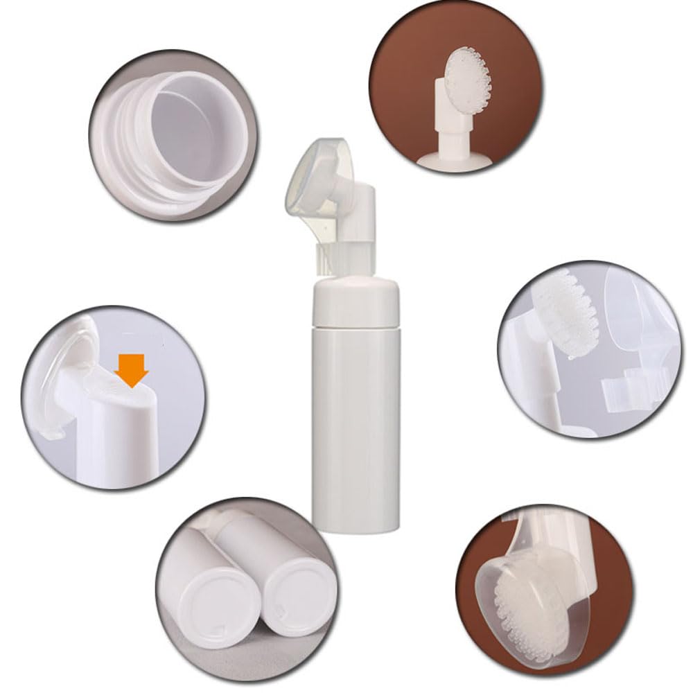 20 stücke 100-250ML leere Gesichtsreiniger Mousse Mini Schaum Gel Kopf Waschbürste Schaumflasche Drucktyp Reinigungsmilch Schäumende Seife Pumpspender für zu Hause im Freien (Weiß,150ML)