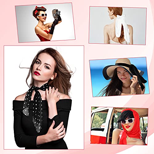 6 Pieces 1950S Chiffon Scarf Sheer Square Neck Head Scarfs Vintage Neckerchief Soft Ribbon Scarf Satin Ribbon Scarves Retro Hair Tie For Women,Girls,Ladies,Halloween Party #TOP3