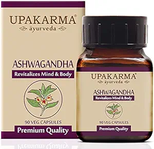 Upakarma Ayurveda Ashwagandha Pure Extract 500 mg, 90 Veg Capsules - Pack of 1