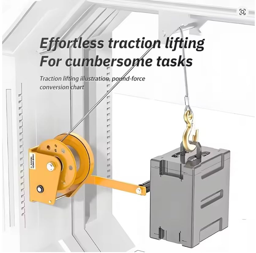 Image of Heavy Duty Brake Winch /Hand Winch /Hand Operated Brake Winch Multifunction Towing Winch for Garages and ATV, Bidirectional Self-Locking Device (2600Lb(1200kg))