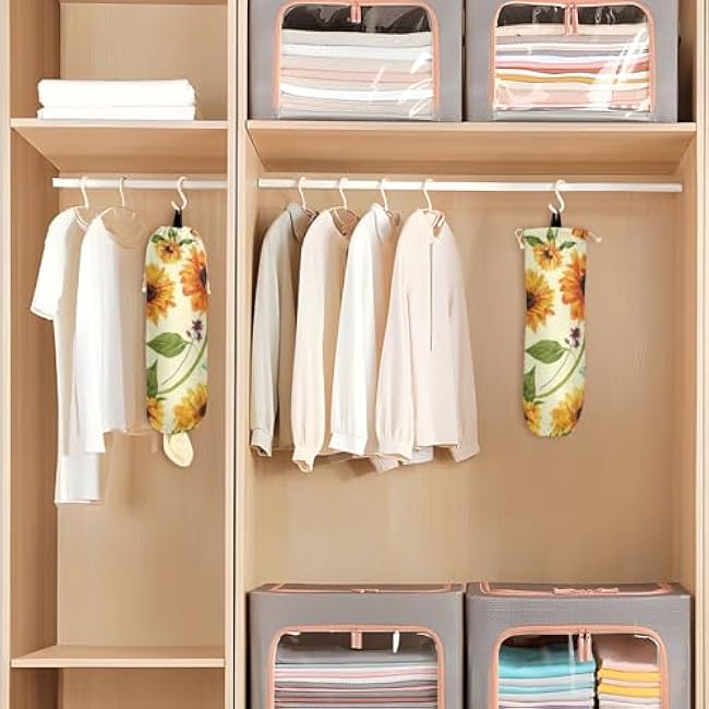 YETTASBIN Sunflower Plastic Bag Holder, Reusable Grocery Bag Holder Versatile Wall Mount Storage Bag Dispenser with Drawstring for Home Kitchen Decor 1 Pack