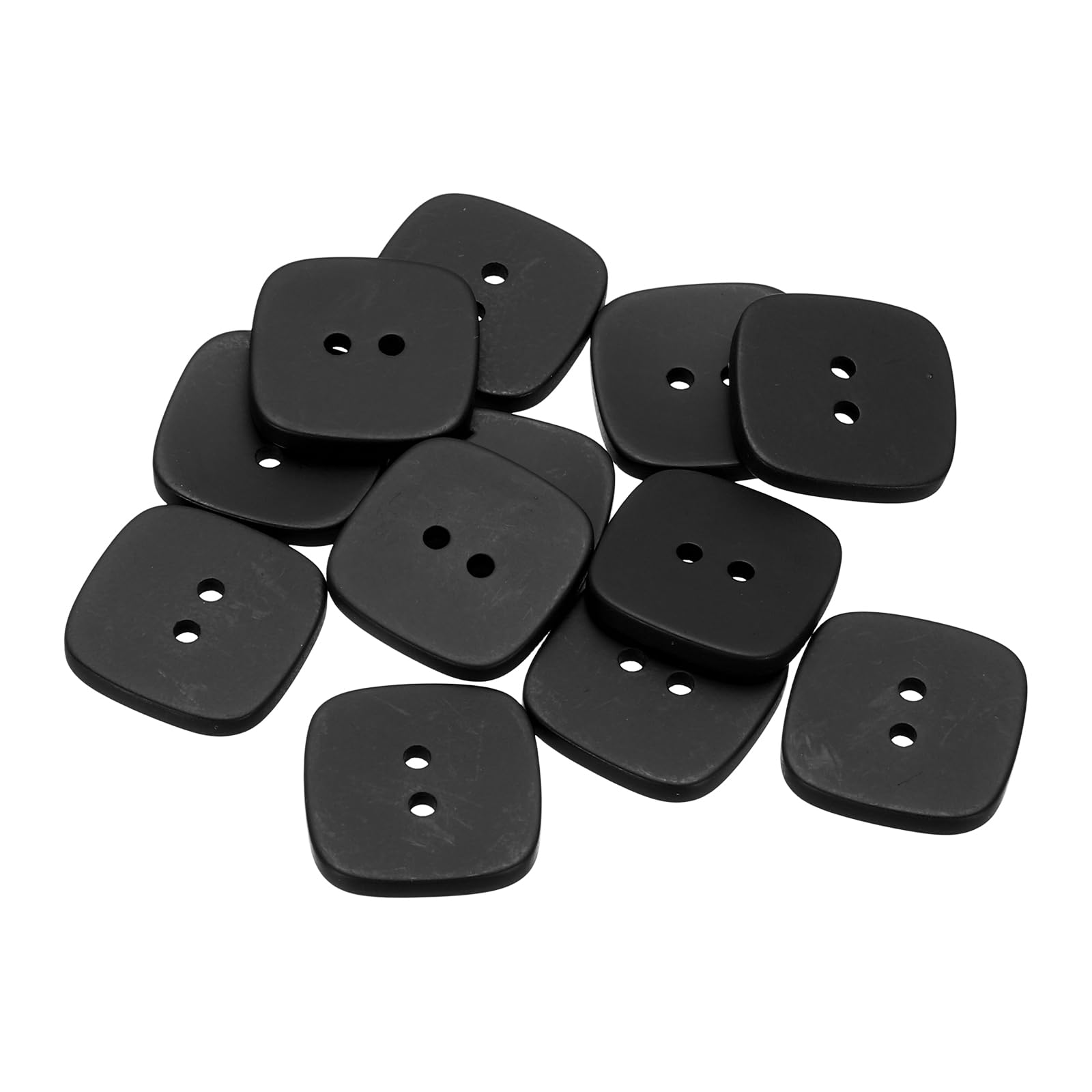 sourcing map 12pcs Sewing Button 25mm (1") 2 Holes Square Resin Button Craft Sewing Replacement Accessories for Clothing DIY Crafts Decoration, Black