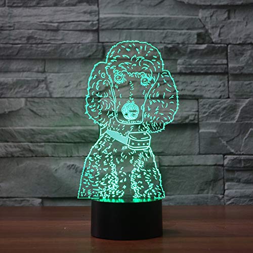 Lámpara de Mesa de Ilusión 3D Poodle con Control Remoto miniatura 5