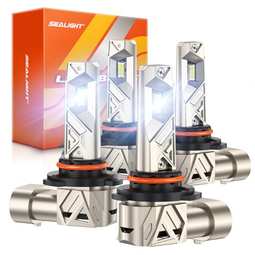 Image of SEALIGHT S6Pro 9005 /HB3 9006 /HB4 Light Bulbs Combo, 192,000LM Super Brighter, 6500K Pure White 9005 9006 Fog Bulbs, with Cooling Fan 70K+ Hours Lifespan, Automotive Headlight Brackets, 4PCS