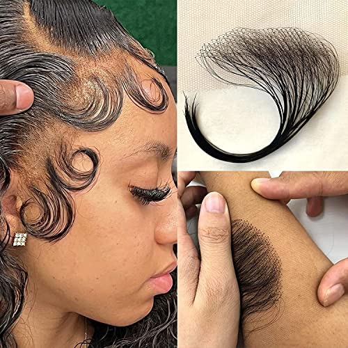 Mcclay Edges Top Swiss HD Lace Baby Hair Stripes for Black Women - Soft Natural Reusable Invisible Lace Hairline - Real Human Hair, Black Color - 4 Pcs