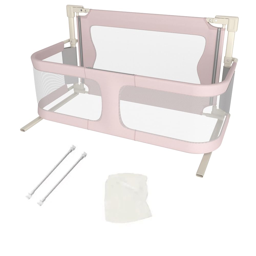 Kedia 1 reja para cuna, valla plegable, riel de cama, barrera de protección para cama infantil para niños, cuna, protección contra caídas (rosa-120 x 50 x 105 cm)