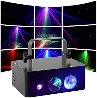 DJ Party Lights,3 in 1 Disco Stage Lights Aurora Water Pattern Starry Sky Effect RGB Sound Activated & Disco Strobe Light for Indoor Xmas Decor Birthday Gift Dance Christimas Karaoke Show