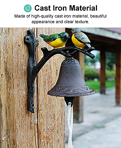 Dinner Bell Durable Wall Bell, Hand Painted Lovely 2 Birds Vintage Iron Dinner Bell, Doorbell For Courtyard Reception School Service With 3 Screws #TOP3