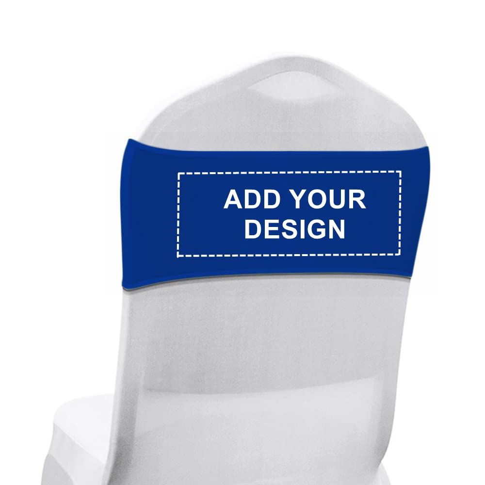 Muka Custom 10 Pack Chair Bands 5 X 15 inch, Advertising Chair Sign Bands with Logo-Blue