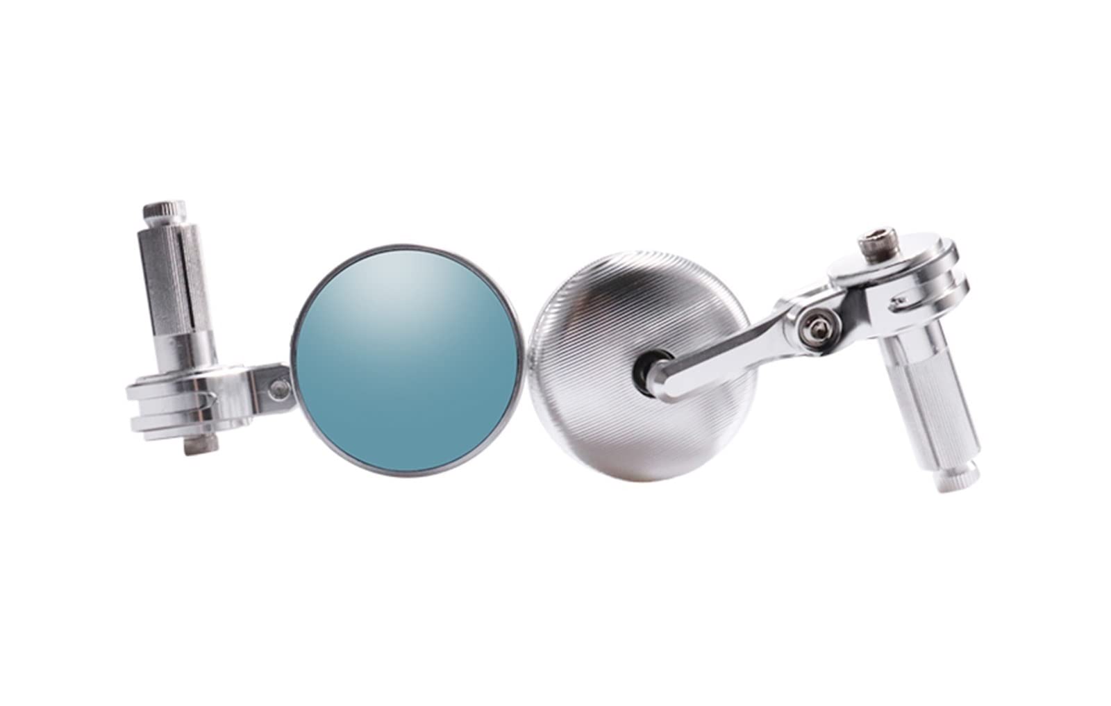 Moto Specchietto Retrovisore Specchietto Retrovisore Moto Vetro Blu Antiriflesso Specchi in Alluminio CNC Fit 13-14/17-18mm Manubrio per Cafe Racer per Specchietti Moto(Argento)