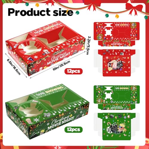 CIEOVO 24-Piece Movie Night Snack Trays & Boxes - Christmas Party Supplies with Popcorn, Food, Candy & Drink Holders