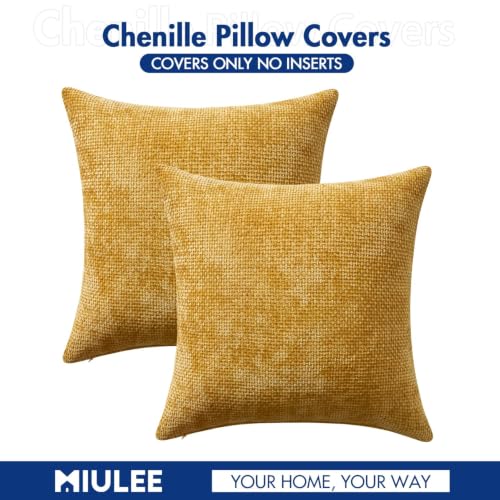 Image of MIULEE Decorative Gold Euro Sham Throw Pillow Covers 26x26 Inch 2 Pack