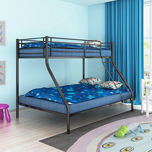 Festnight Triple Cama Litera de Metal para Niños Negro 200x140/200x90 cm