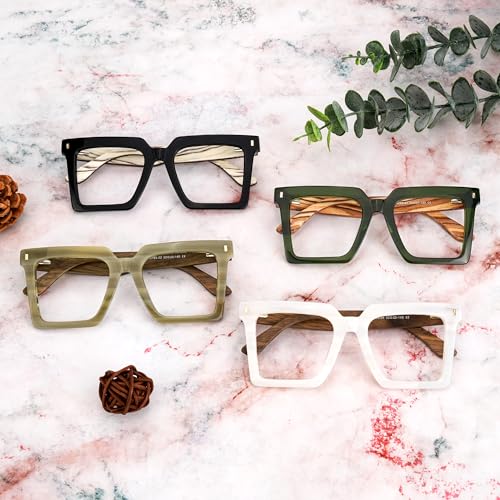 Image of Zeelool Vintage Square Eyeglasses Frame for Men with Non-prescription Clear Lens ZJGX320783