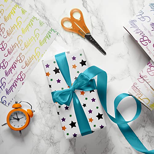 Waplighal Birthday Wrapping Paper For Kids Boys Girls Adults Baby Shower - Gift Wrapping Paper With Rainbow Stripe, Colorful Stars, Streamers, "Happy Birthday" Letters -20 X 29 Inch Per Sheet (8 Folded Sheets), Easy To Store #TOP5