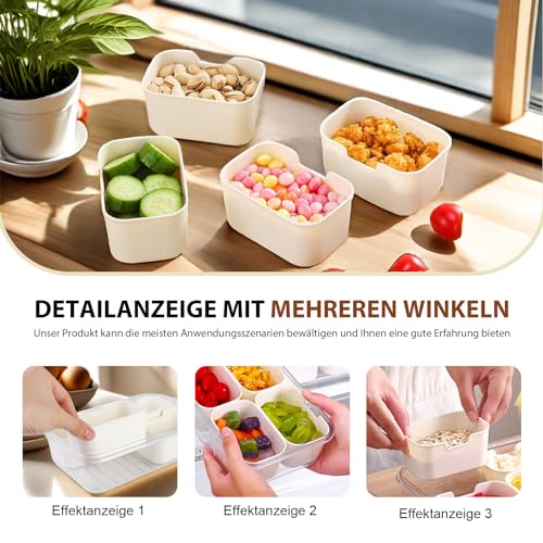 HOSPAOP Snackteller mit Fächern, Snackschale mit Deckel, Kunststoff Snackbox Snack Schalen Set Auslaufsicher, Snacktablett Organizer für SüßIgkeiten Candy Veggie Keks Nüsse Desserts Obst