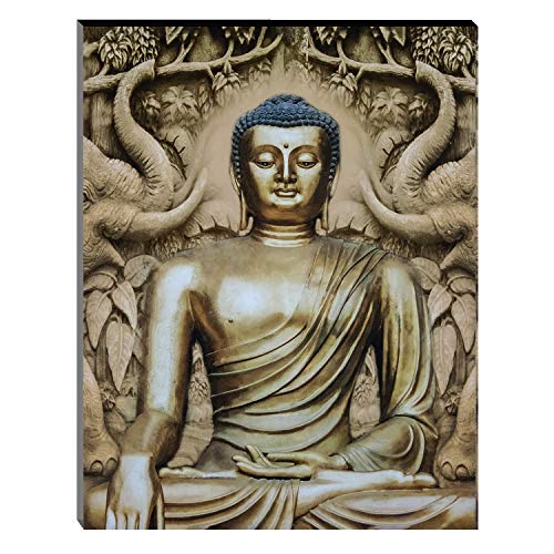 Image of Indianara Set of 3 Gautam Buddha in Meditation MDF Art Painting (3493 FLa) without glass 4.5 X 12, 9 X 12, 4.5 X 12 INCH