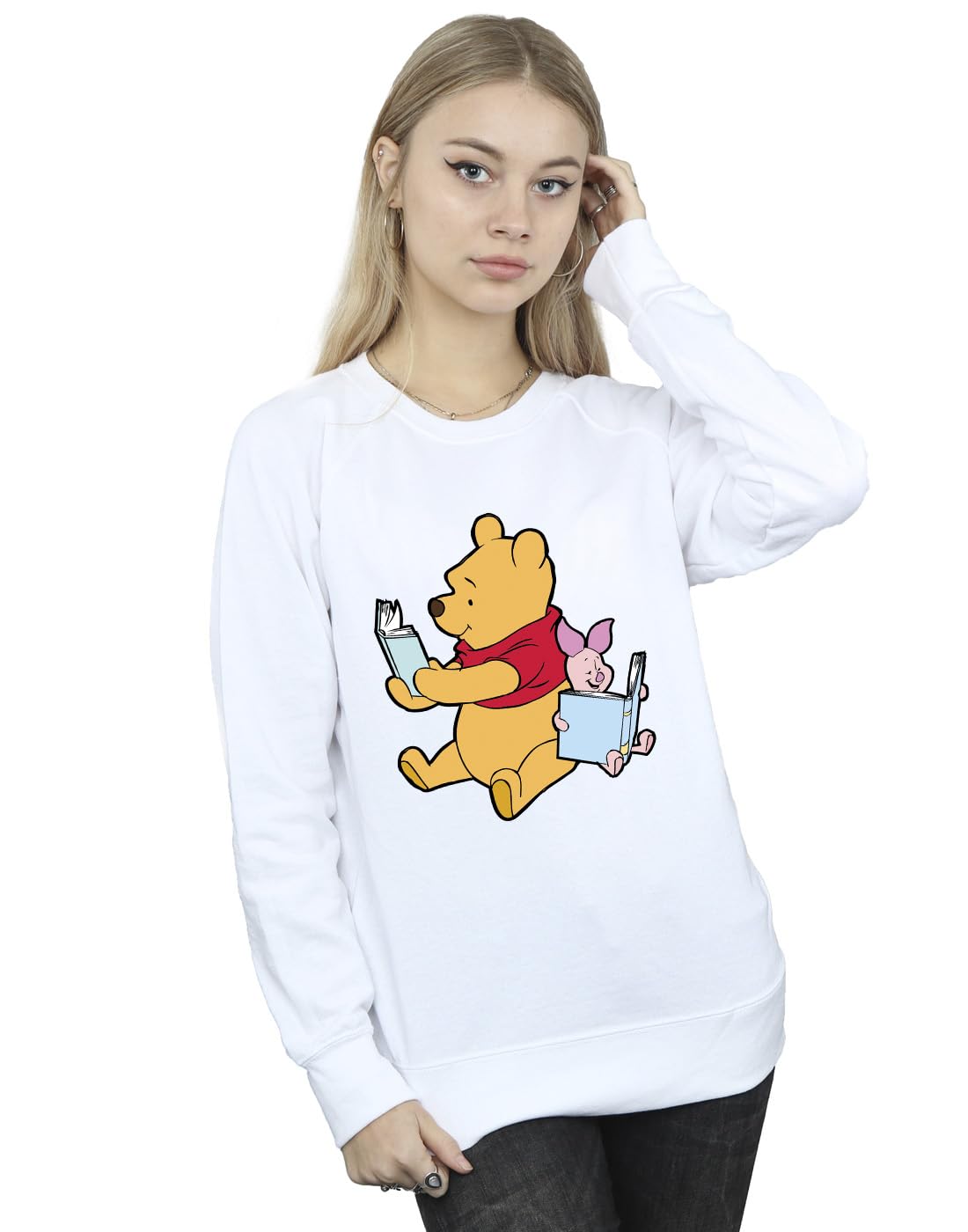 Absolute Cult Women's White Disney Winnie The Pooh Reading Sweatshirt XX-Large