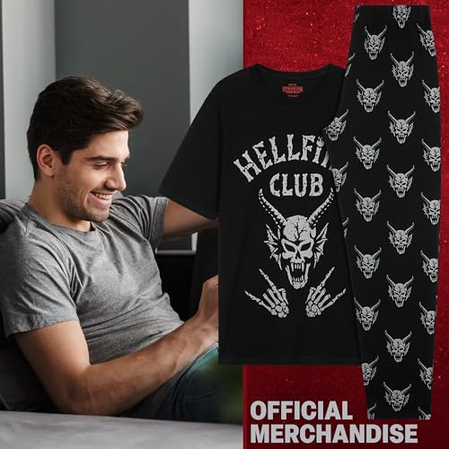 Stranger Things Pajama Set for Men, Teens Hellfire Club T Shirt Cotton Pajama Pants Loungewear PJs Sleepwear Gifts for Men4