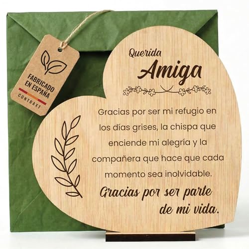 CONTRAXT Presentes amigas originais. Ideia postal cartão de madeira de presente para melhores amigas especiais para aniversários Natal dia dos namorados despedida mulher obrigado