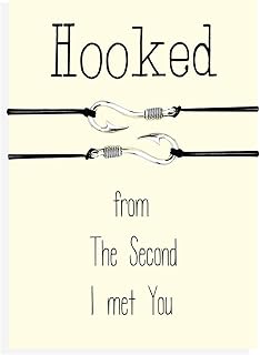 Matching bracelets for couples, Fish hook bracelet, Couples gifts, Boyfriend gift, Girlfriend boyfriend bracelets, Hooked on you, Valentine's Day gifts, Long distance relationship