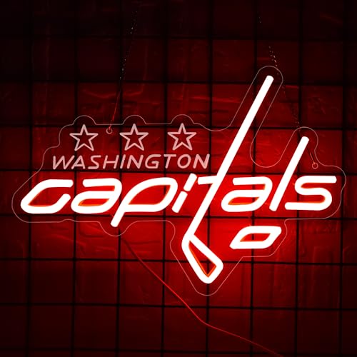 Image of Ice Hockey Neon Sign for Wall Decor,Ice Hockey Team Logo Lights,Hockey LED Neon Lights,Sports Neon Sign for Man Cave,Club,Bedroom,Party,Bar,Gifts for Man,Boys,Fans,Size 14.4 * 9.8inches(FMXD271)