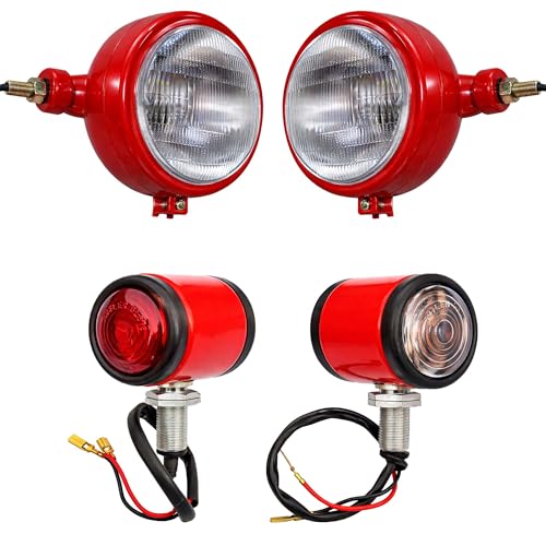 Phares Butler 12V optiques rouges pour tracteur Massey Ferguson 35 et 65