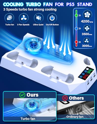image for JAVRUNWOF PS5/PS5 Slim Cooling Station with Controller Charging Statio