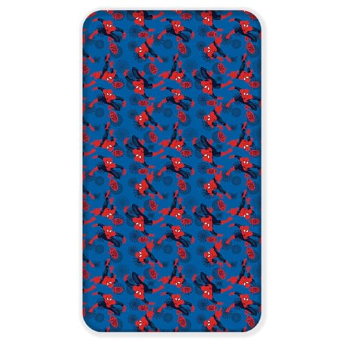Drap pour Enfant, Drap-Housse 100% Coton 90x200cm+25cm, Oeko-TEX (Marvel Spider-Man)