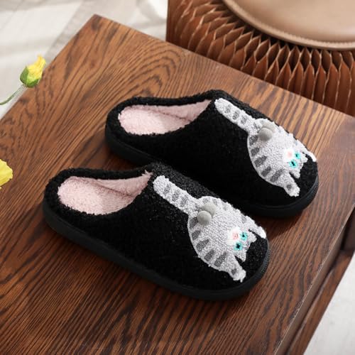 Image of Highland Cow Slippers for Women Plush Scottish Highland Cow Animal Slippers Warm Non Slip Home Indoor Slippers