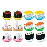 Vaguelly 24Pcs Miniature Display Sushi Model Set Realistic Japanese Fake Sushi Figurines for Dollhouse Decoration and Desktop Resin Display