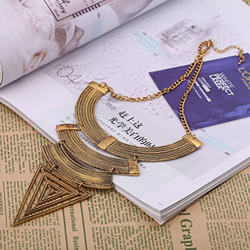 YAZILIND Clavicle Chain Chunky Pendant Necklace Exaggerated Triangle Vintage Ethnic Sweater Bohemian Statement2