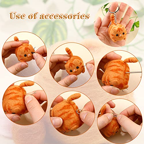 Image of SHWAKK Needle Felting Kits, Needle Felting Starter Kit with Instructions, Felting Pad, Felting Wool, Felting Needles, Keychain and Split Ring for Craft Project and DIY Handmade