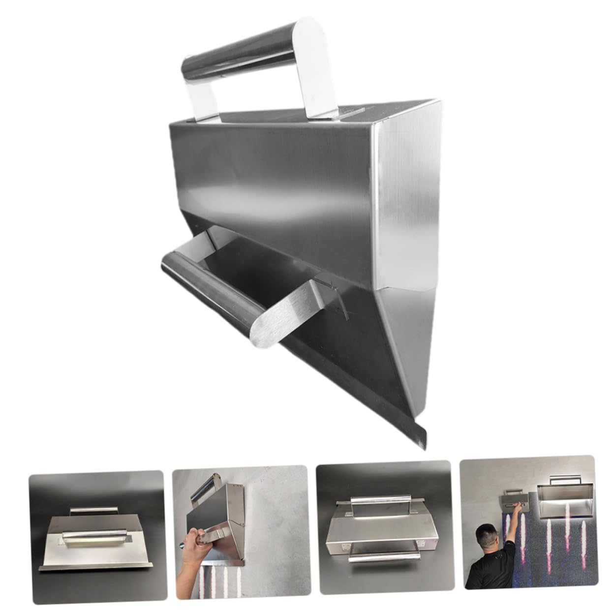 OSALADI Frattazzo per Intonaco in Acciaio Inossidabile, Utensile Multifunzione per Rasatura Pareti Interne e Finitura Cemento, Impugnatura Confortevole
