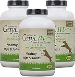 Cetyl M Advanced Joint Action Formula for Dogs - 360 Tablets Total (3 Bottles with 120 Tablets Each)