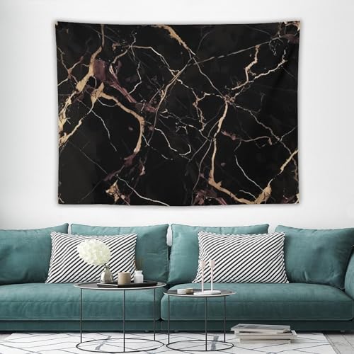 Tapisserie murale marbre noir et doré WSOIHFEC 152x203 cm couverture vintage légère pour chambre