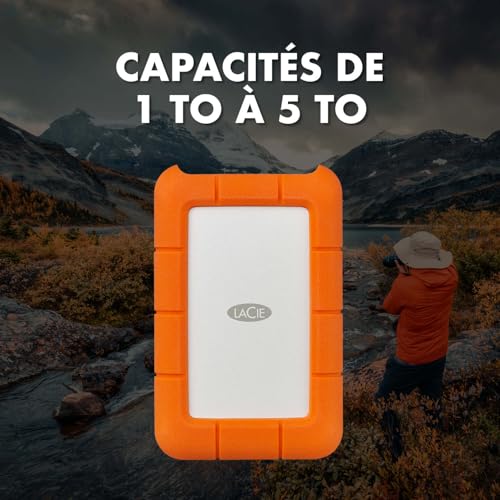 LaCie Rugged Mini 4To, Portable 2.5", Disque Dur Externe pour PC Mac iPad & iPhone, Data Rescue Service (LAC9000633)